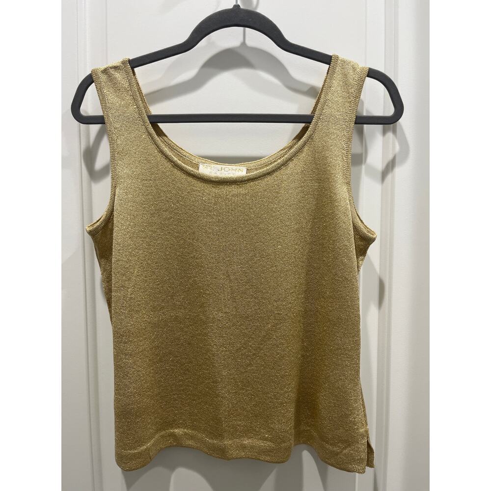 St. John Basics Gold Knit Sleeveless Camisole Sz P Large
